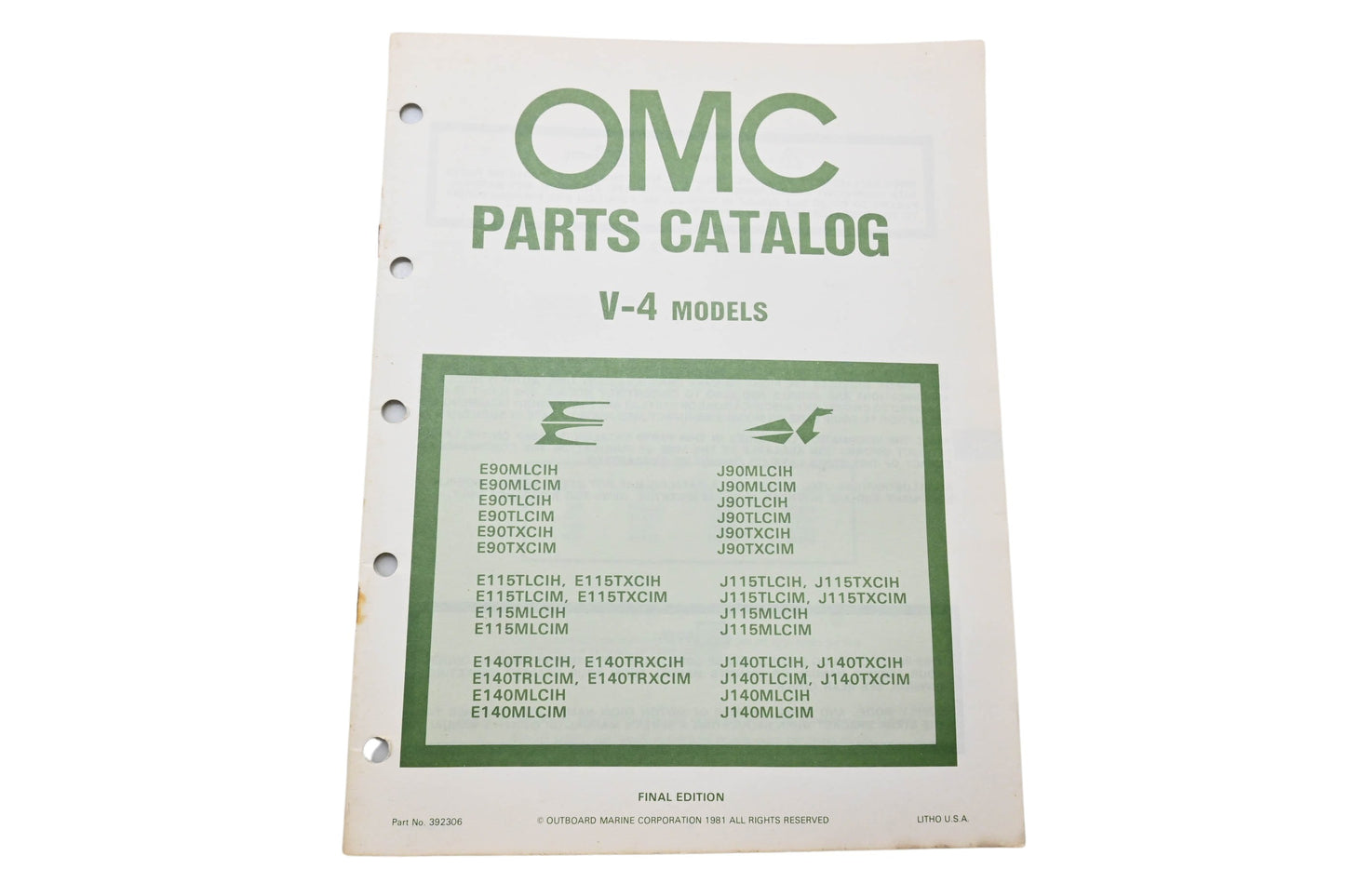 OMC 392306 Parts Catalog V-4 Models