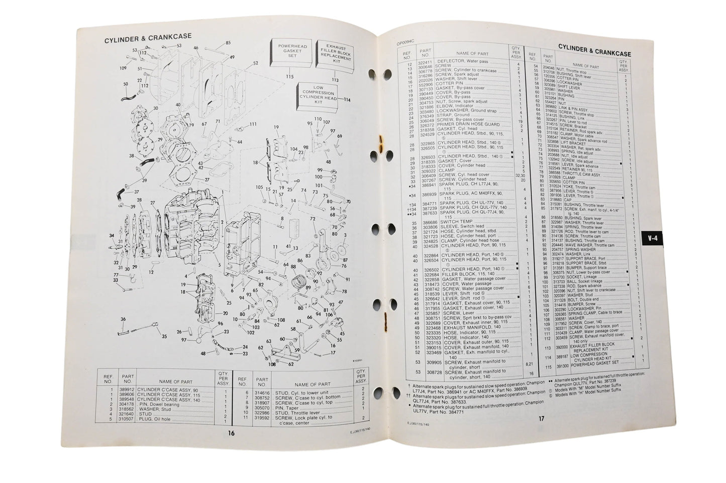 OMC 392306 Parts Catalog V-4 Models