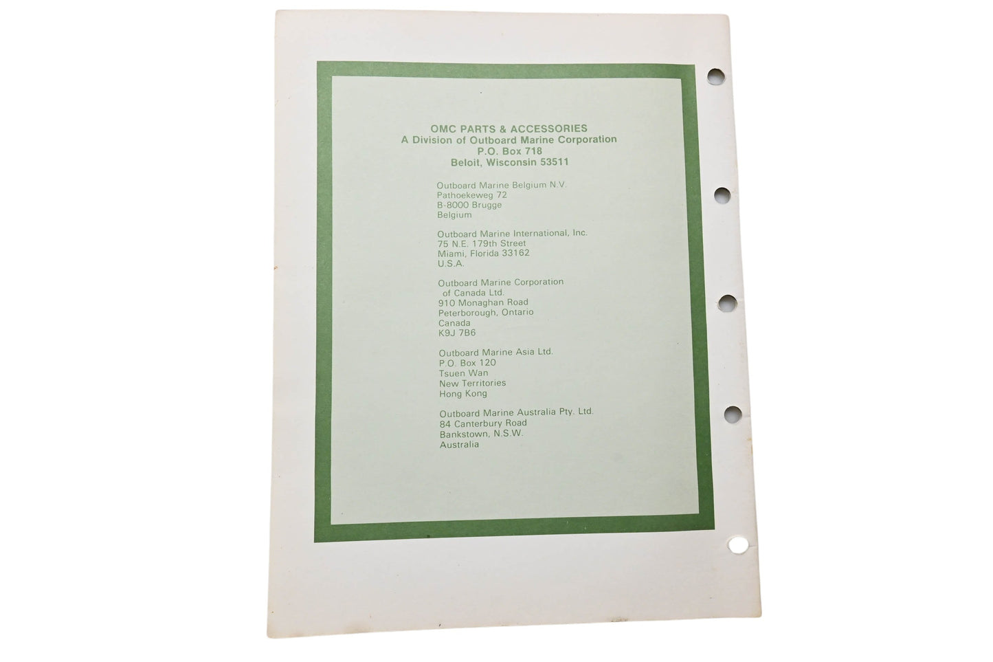 OMC 392306 Parts Catalog V-4 Models