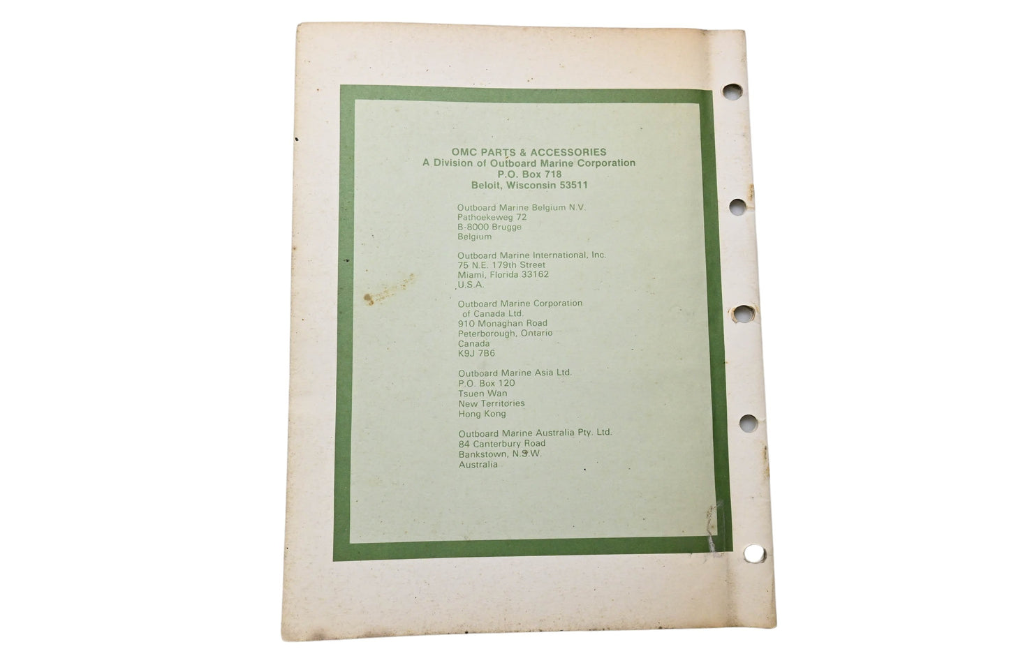 OMC 392307 Parts Catalog V-6 Models
