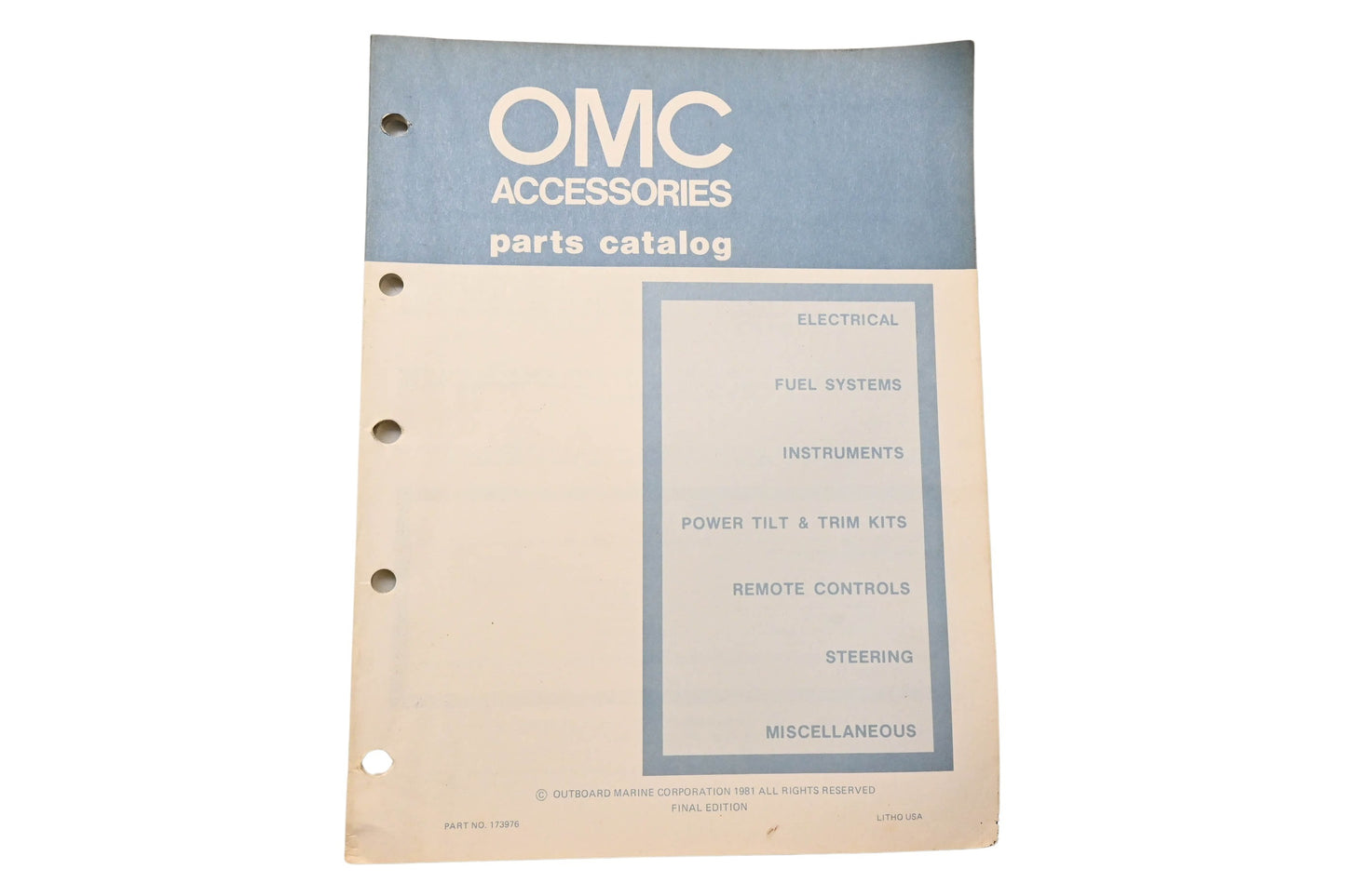 OMC 173976 Parts Catalog Accessories
