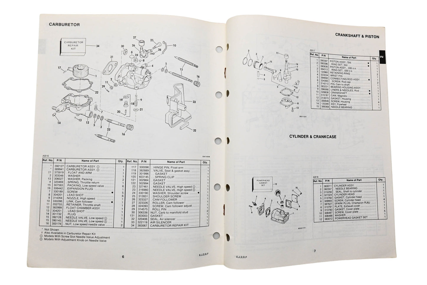 OMC 395668 Parts Catalog 2 Models