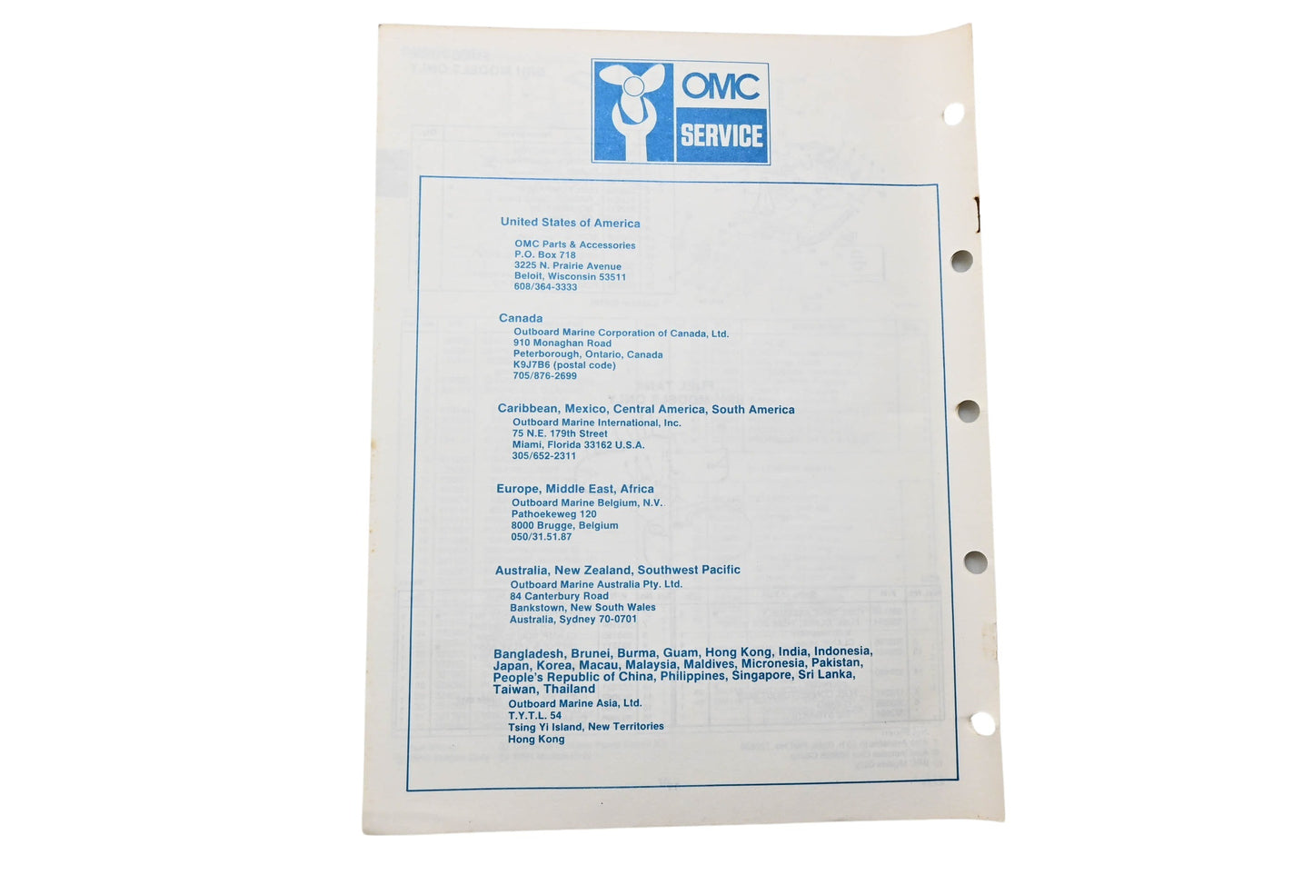 OMC 395669 Parts Catalog 4 Models