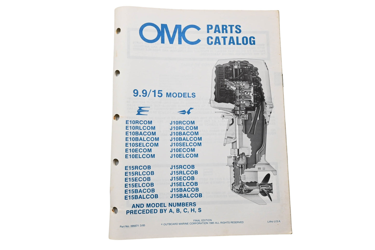 OMC 395671 Parts Catalog 9.9/15 Models