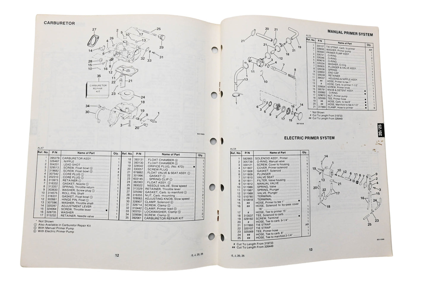 OMC 395673 Parts Catalog 20/25 Models