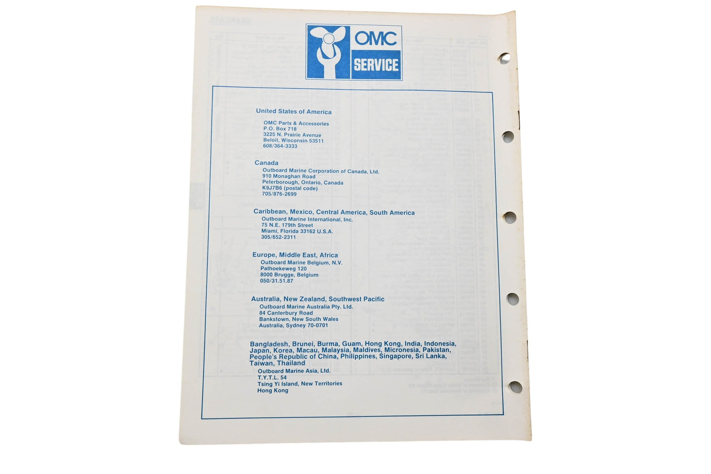 OMC 395673 Parts Catalog 20/25 Models