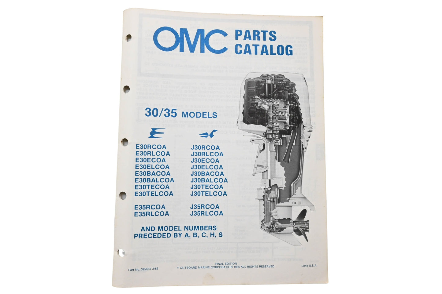 OMC 395674 Parts Catalog 30/35 Models