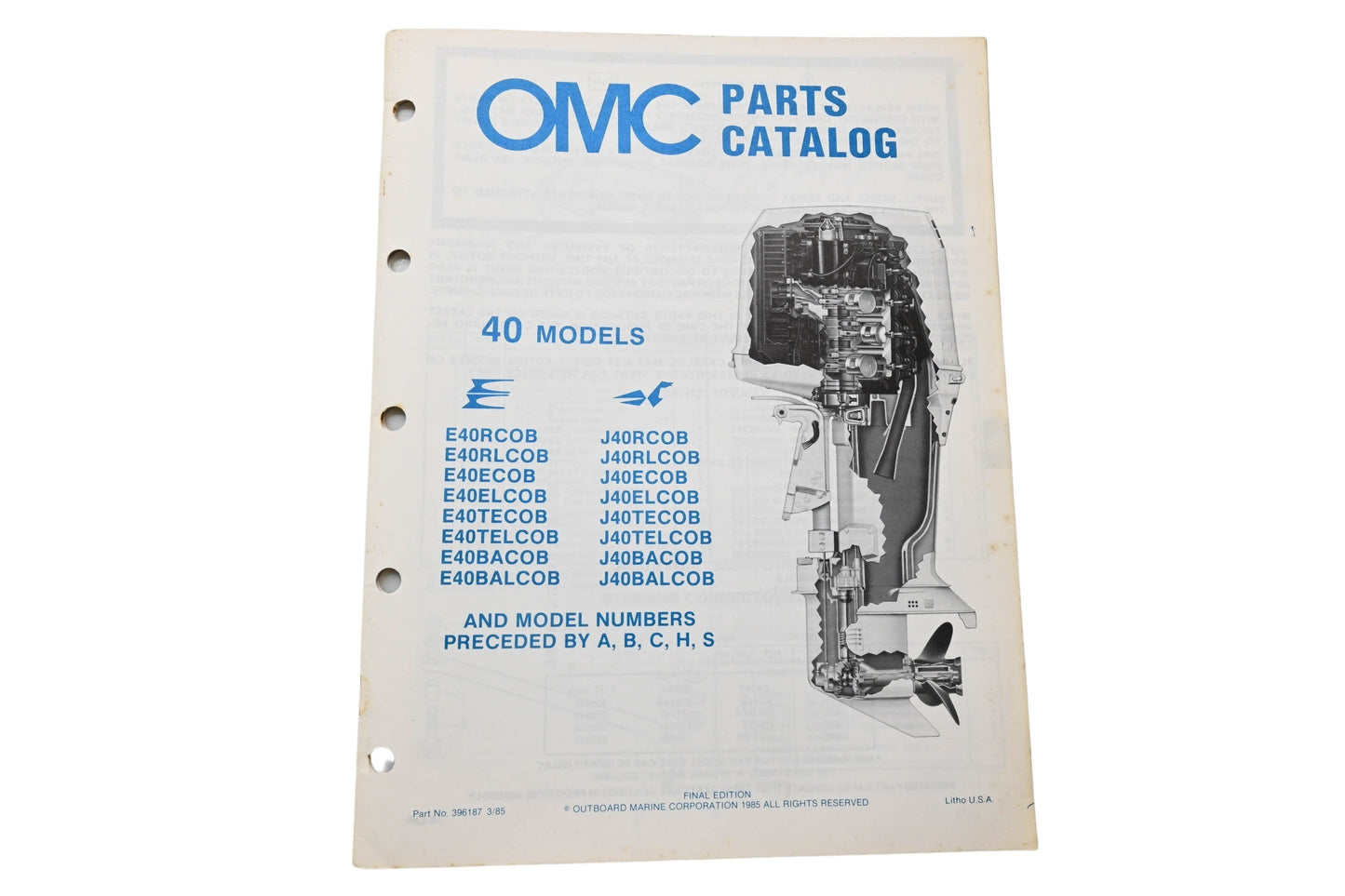 OMC 396187 Parts Catalog 40 Models