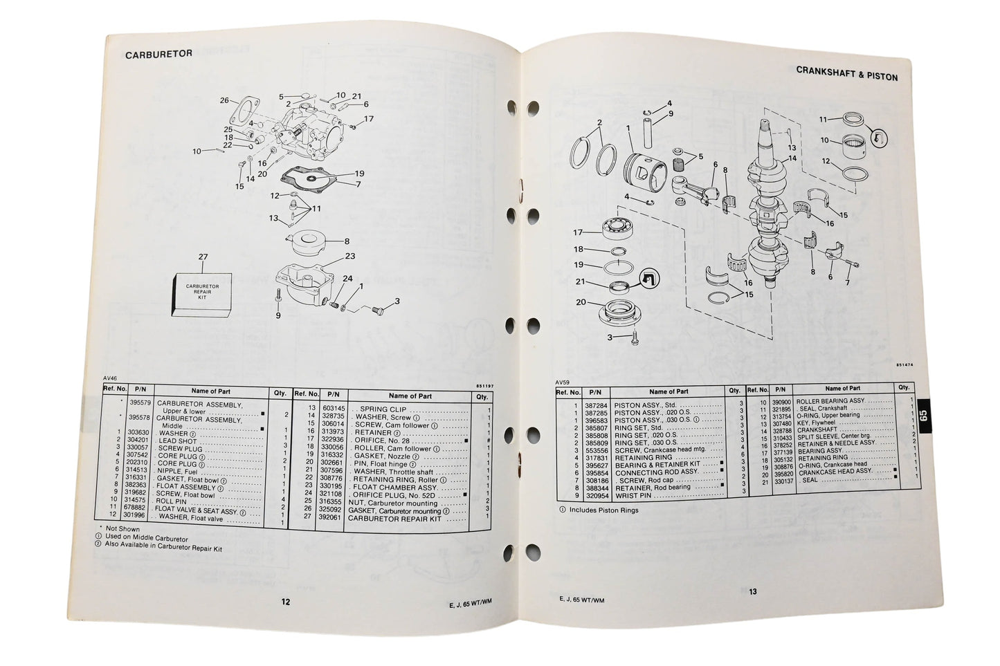 OMC 396563 Parts Catalog 65 Models
