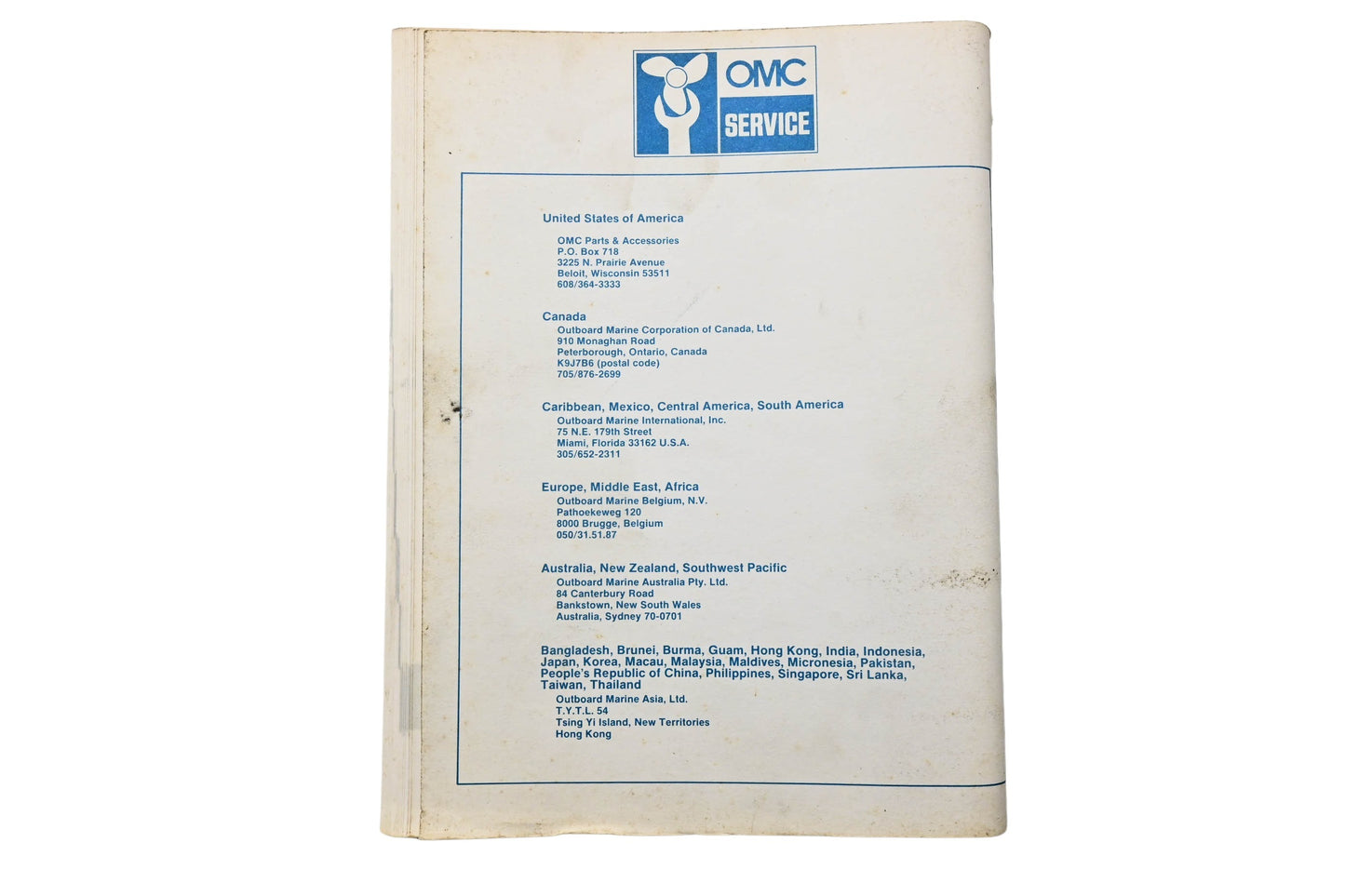 OMC 174266 Parts Catalog Accessories