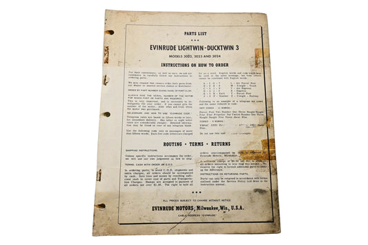 Evinrude 2762-8-56-7M 1954 Parts List Evinrude Lightwin Ducktwin Models 3022 3023 3024