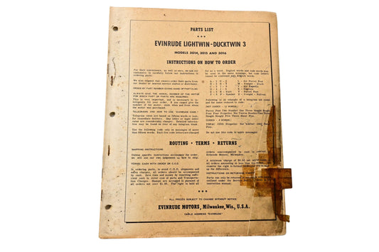Evinrude 2106-4-55-8M-JS 1954 Parts List Evinrude Lightwin Ducktwin Models 3014 3016 3016