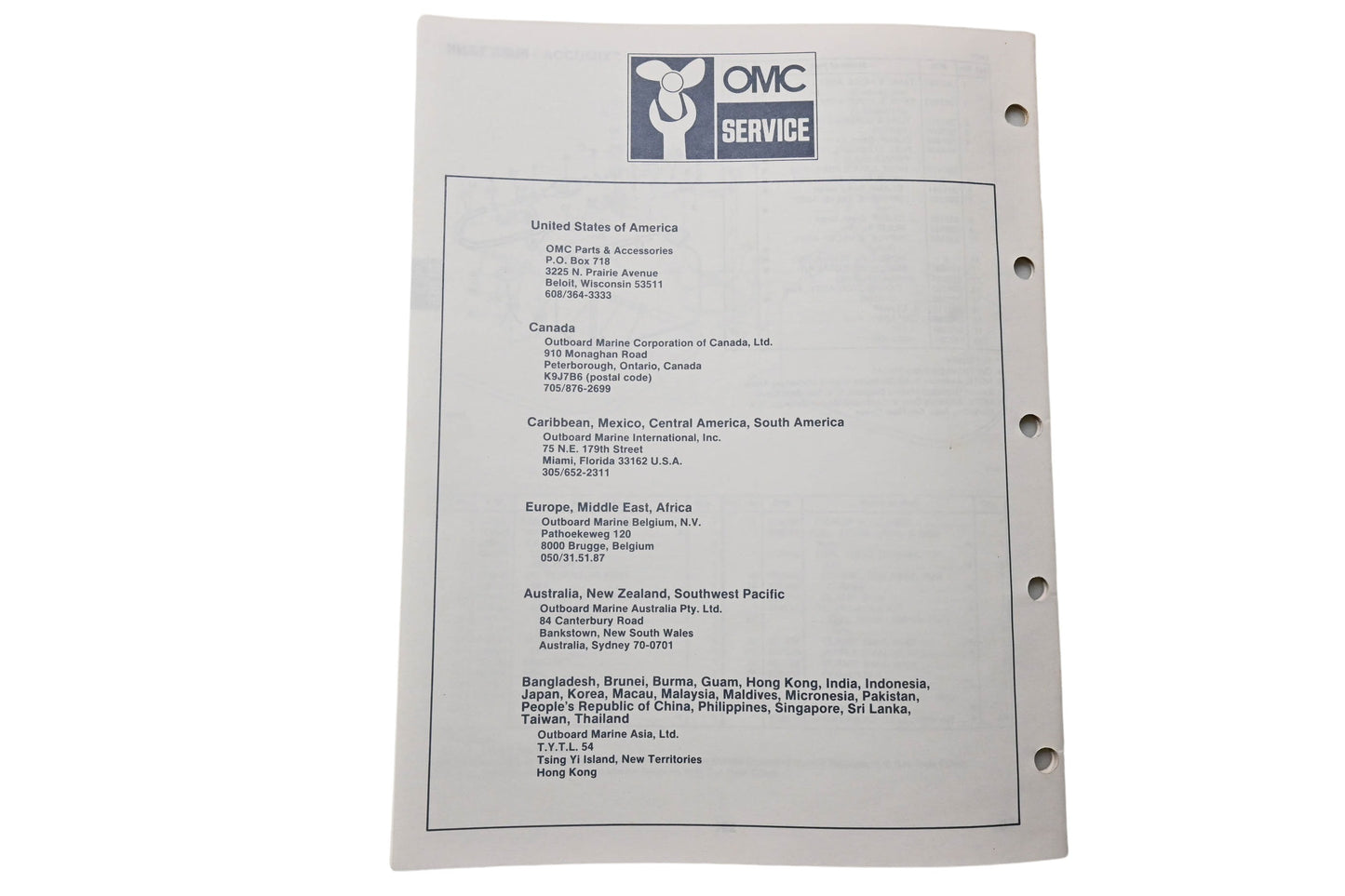 OMC 398619 Parts Catalog 9.9/15 Models