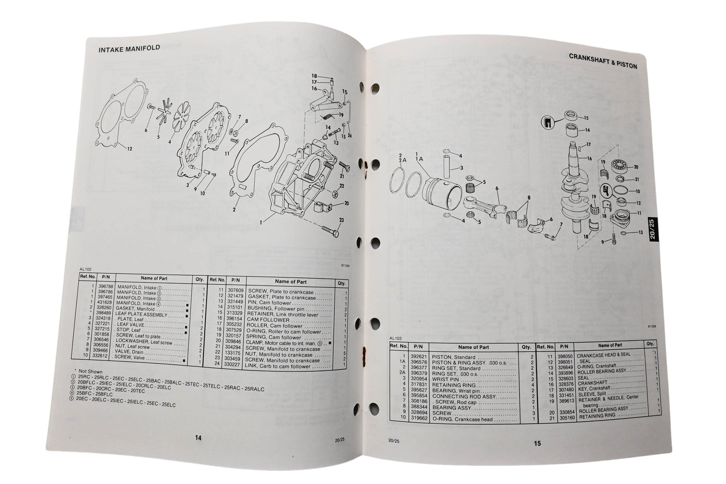 OMC 398620 Parts Catalog 20/25 Models