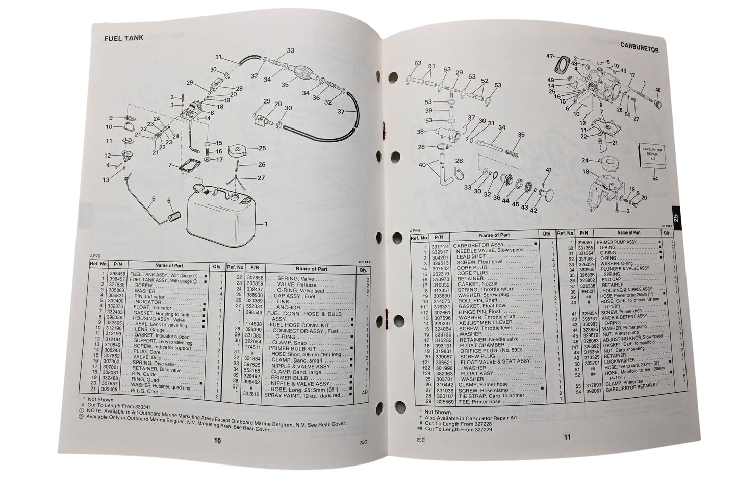 OMC 398621 Parts Catalog 25 Models