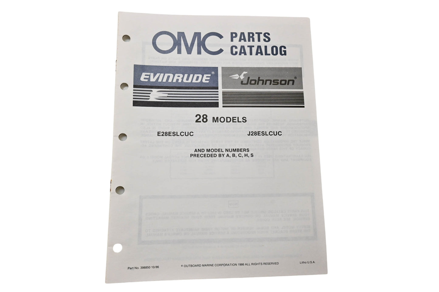 OMC 398850 Parts Catalog 28 Models