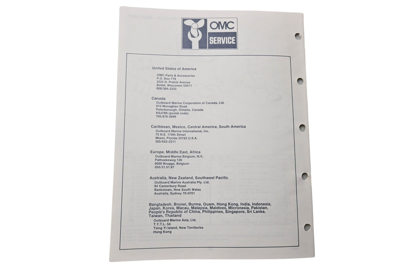 OMC 398622 Parts Catalog 30/35 Models
