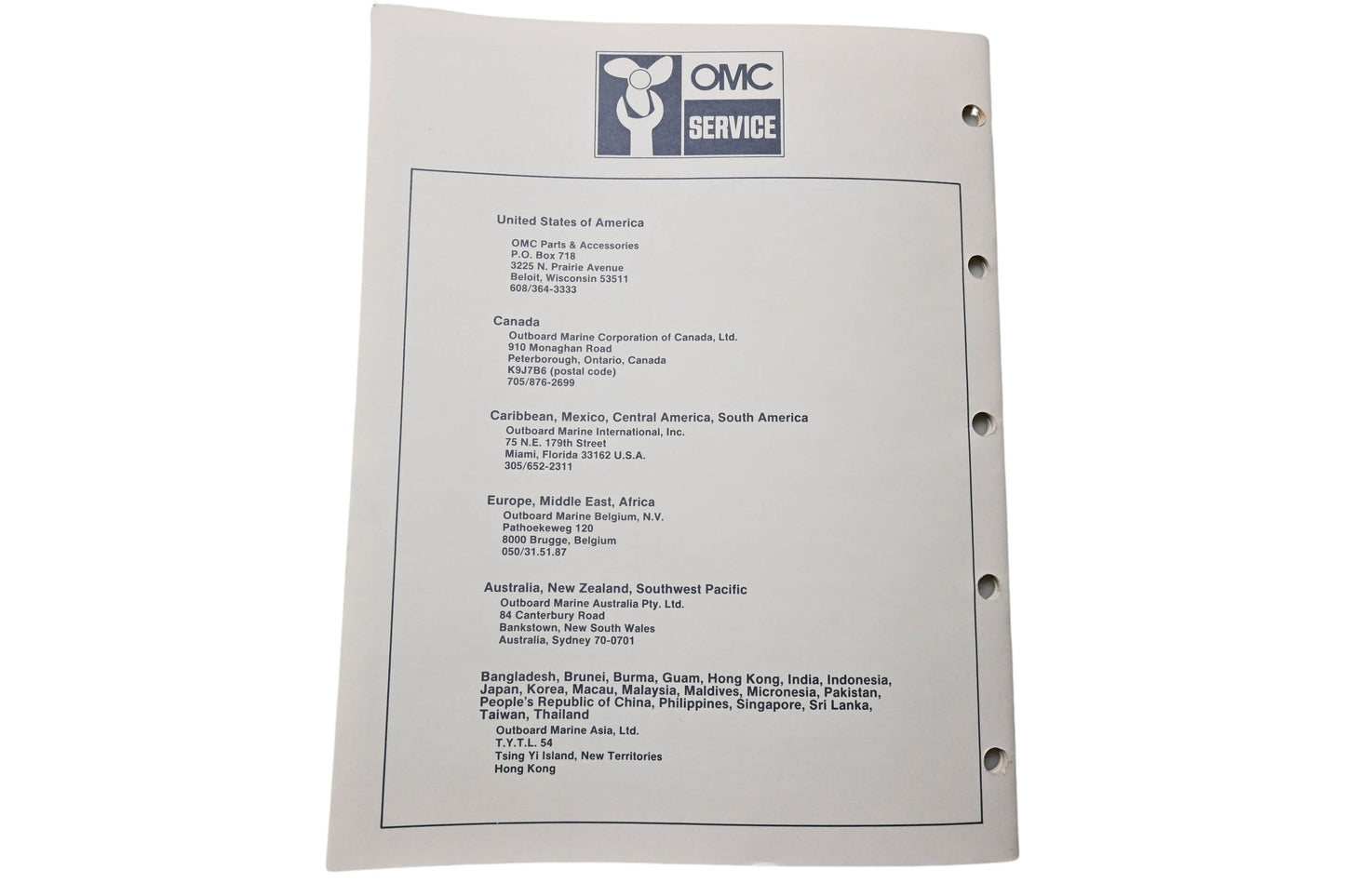 OMC 398623 Parts Catalog 35/40/50 Models