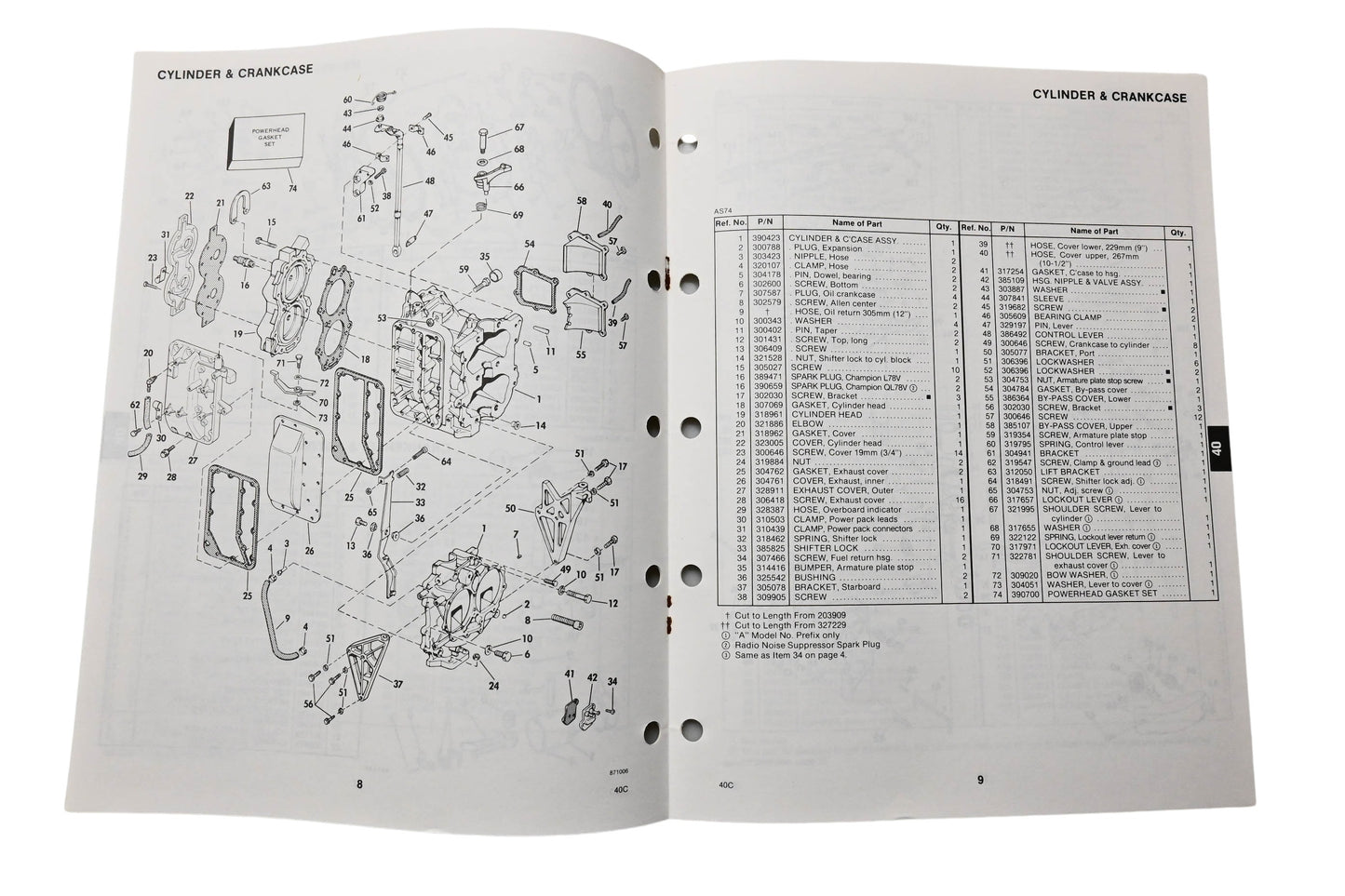 OMC 398624 Parts Catalog 40 Commercial Models