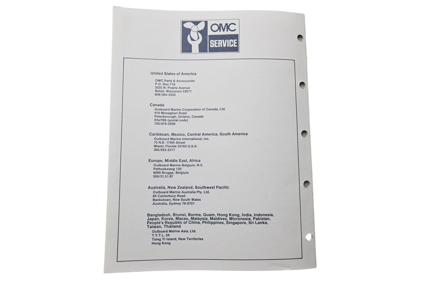 OMC 398854 Parts Catalog ERT-11C JRT-11C