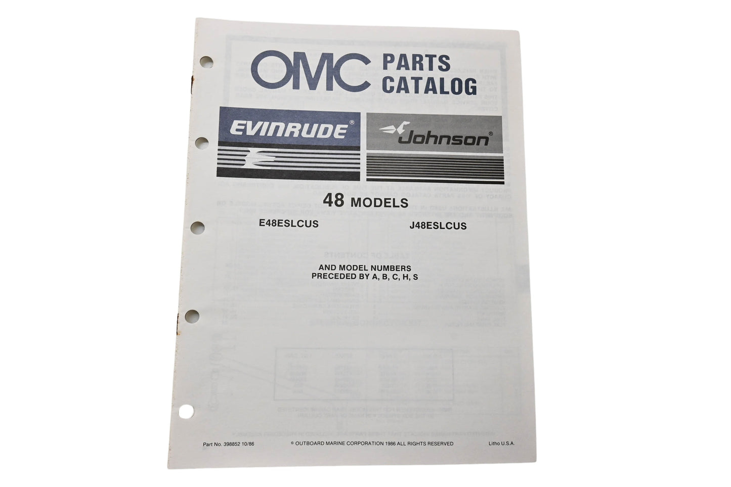 OMC 398852 Parts Catalog 48 Models