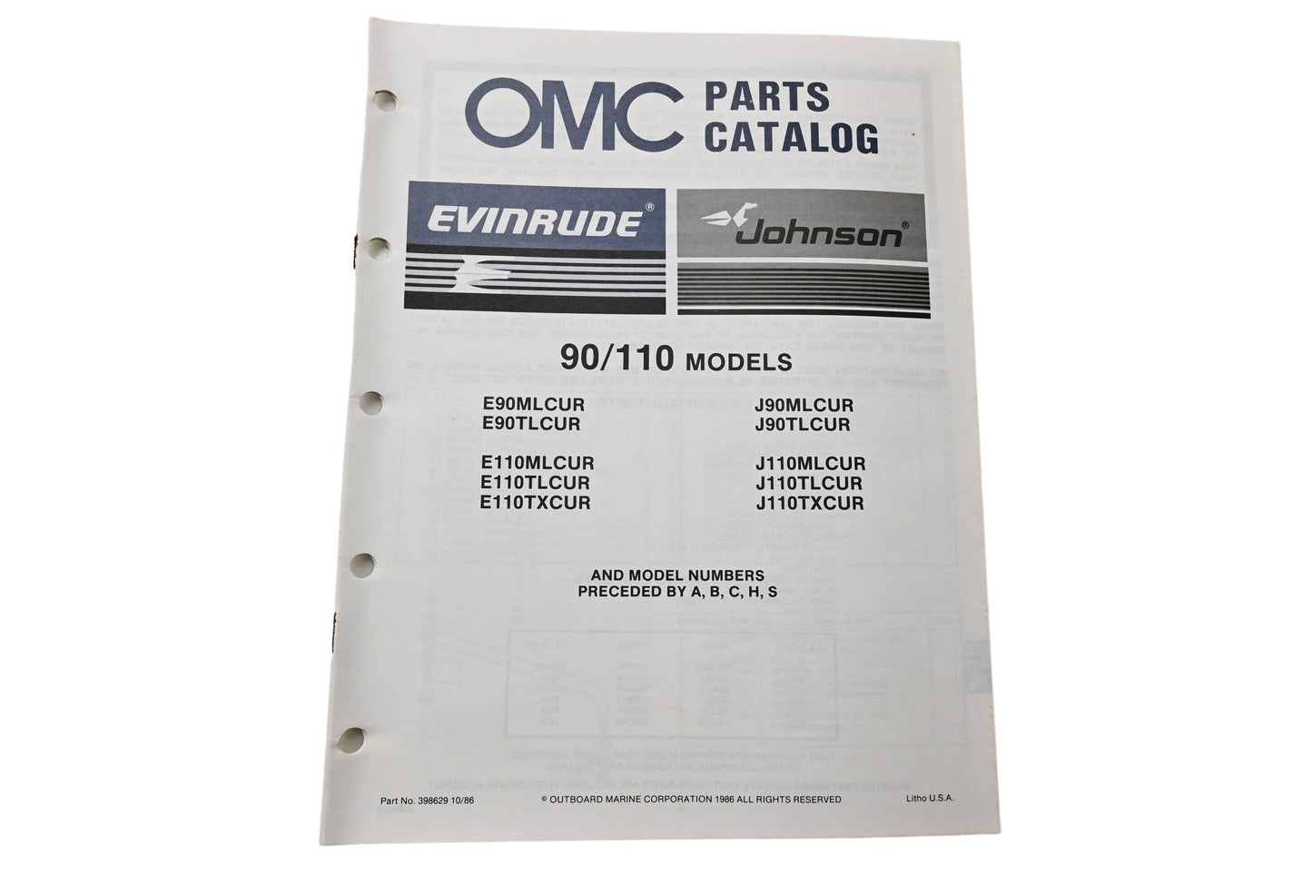 OMC 398629 Parts Catalog 90/110 Models
