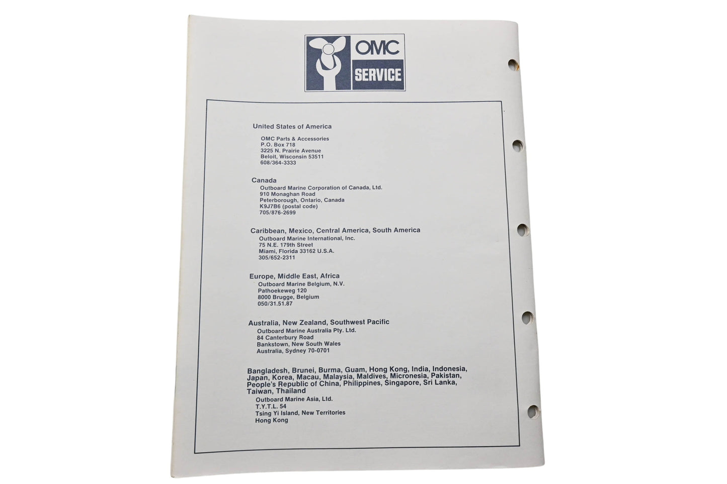OMC 398629 Parts Catalog 90/110 Models
