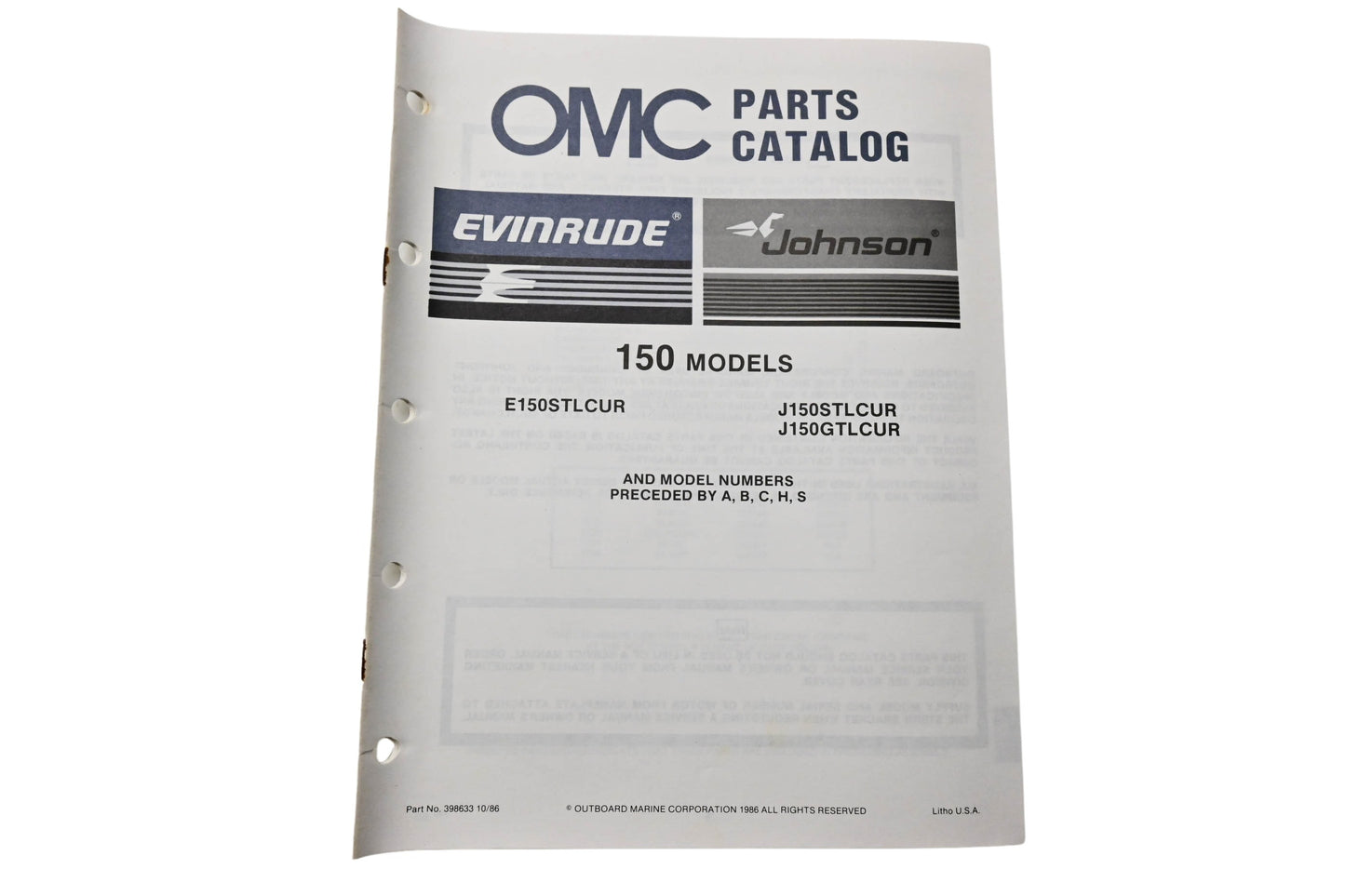 OMC 398633 Parts Catalog 150 Models