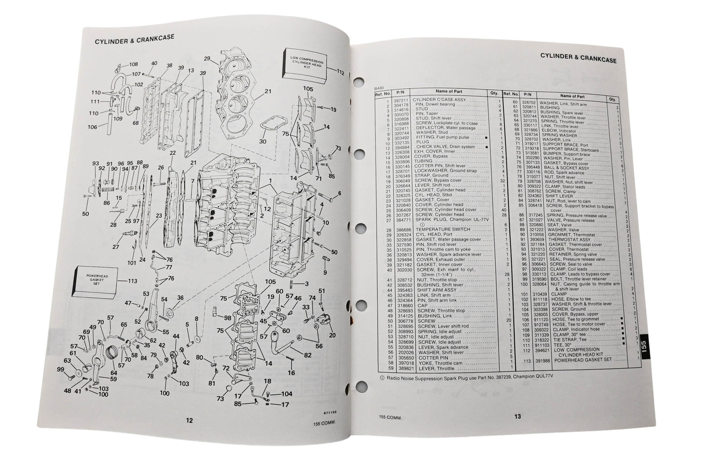OMC 398634 Parts Catalog 155 Commercial Models