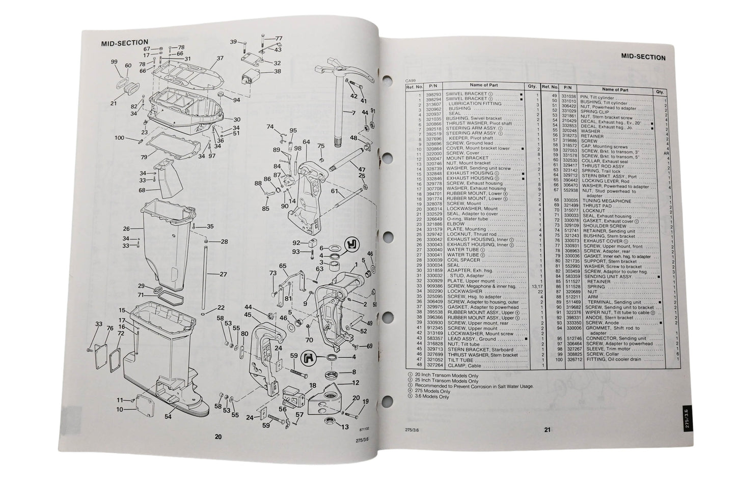 OMC 398637 Parts Catalog 275/3.6 Models