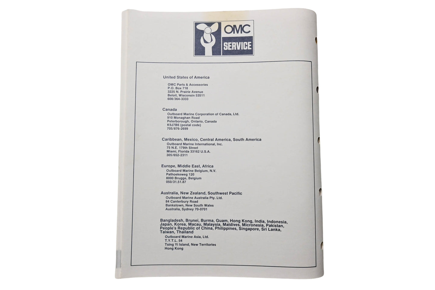 OMC 398637 Parts Catalog 275/3.6 Models