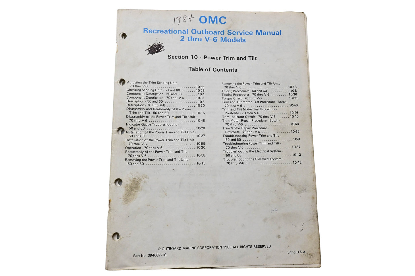 OMC 394607-10 Recreational Outboard Service Manual Section 10