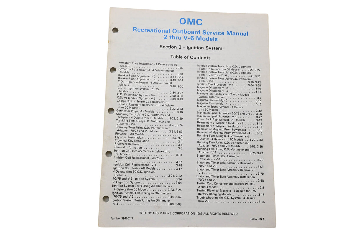 OMC 394607-3 Recreational Outboard Service Manual Section 3