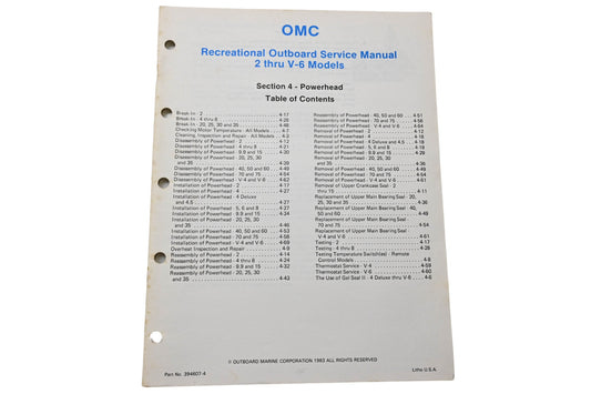 OMC 394607-4 Recreational Outboard Service Manual Section 4