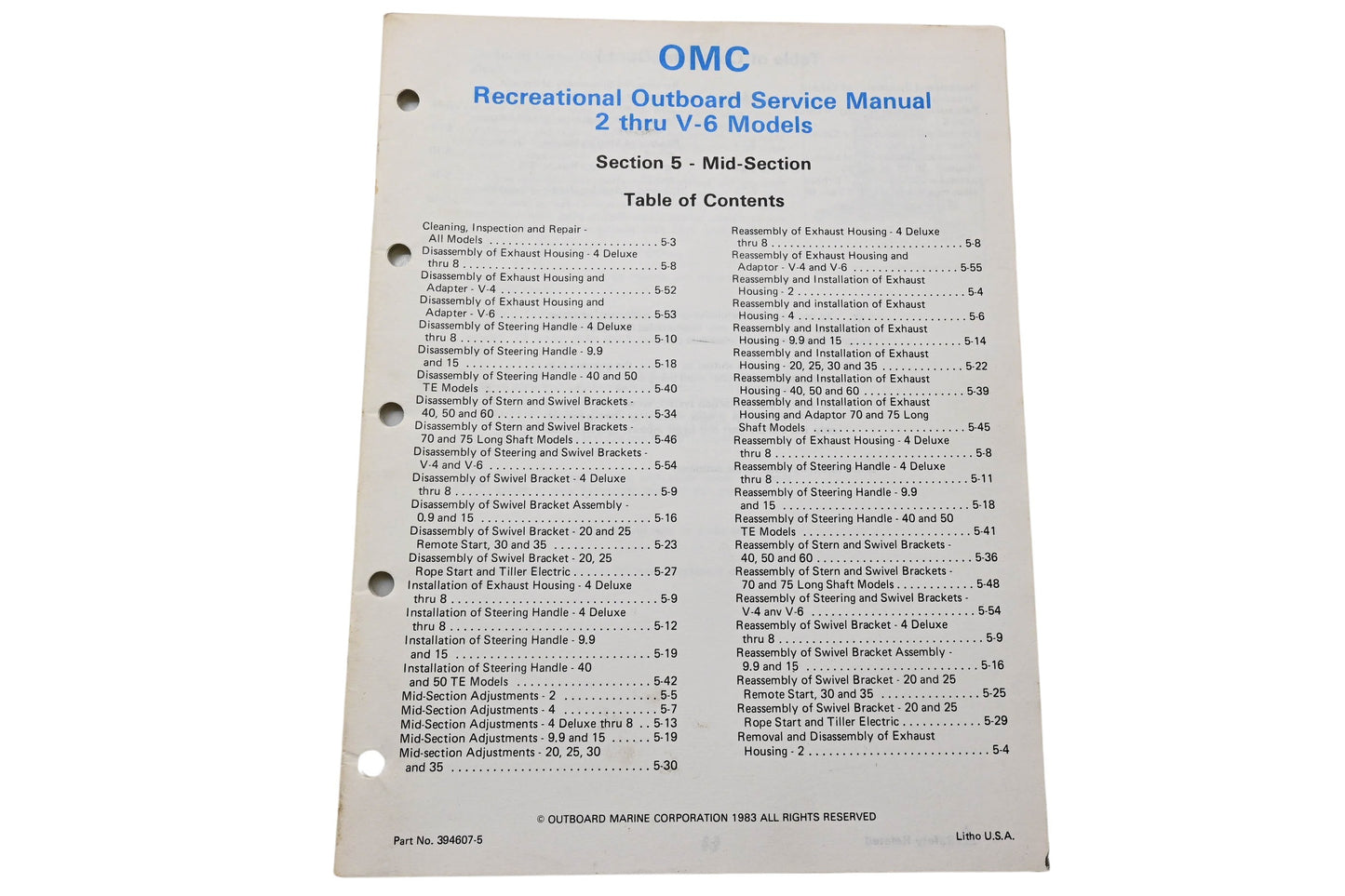 OMC 394607-5 Recreational Outboard Service Manual Section 5