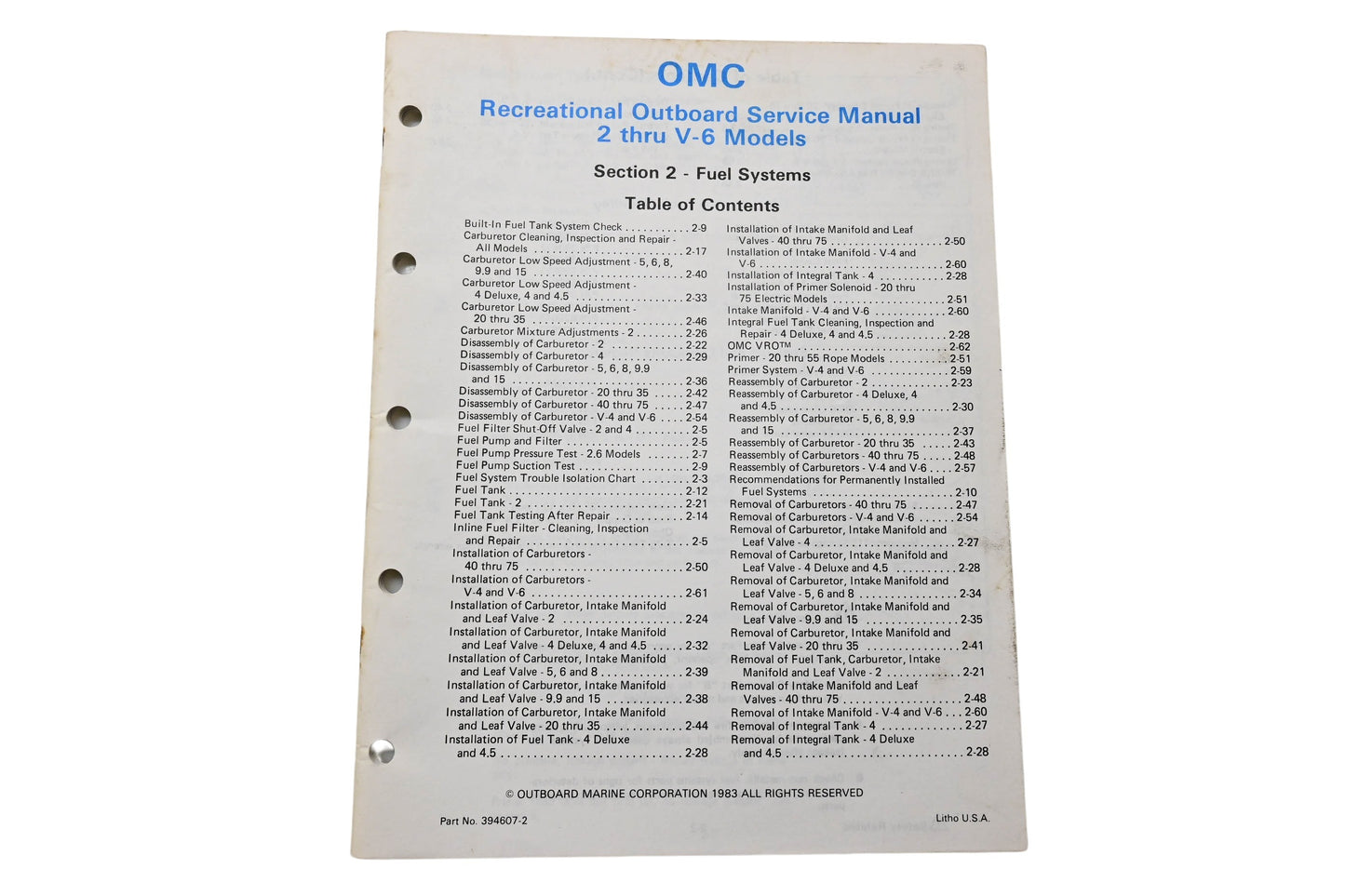 OMC 394607-2 Recreational Outboard Service Manual Section 2