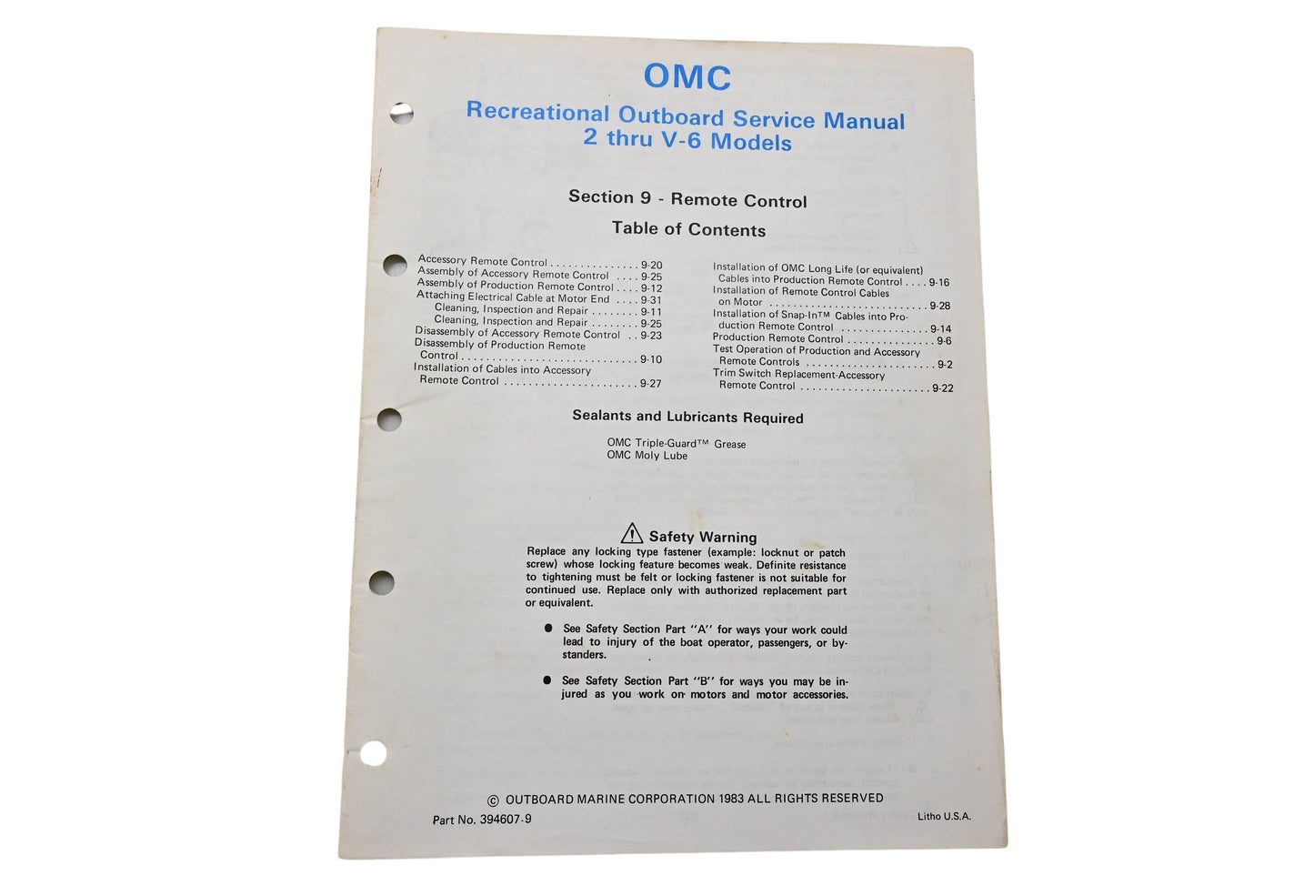 OMC 394607-9 Recreational Outboard Service Manual Section 9