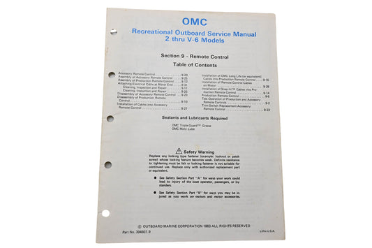 OMC 394607-9 Recreational Outboard Service Manual Section 9