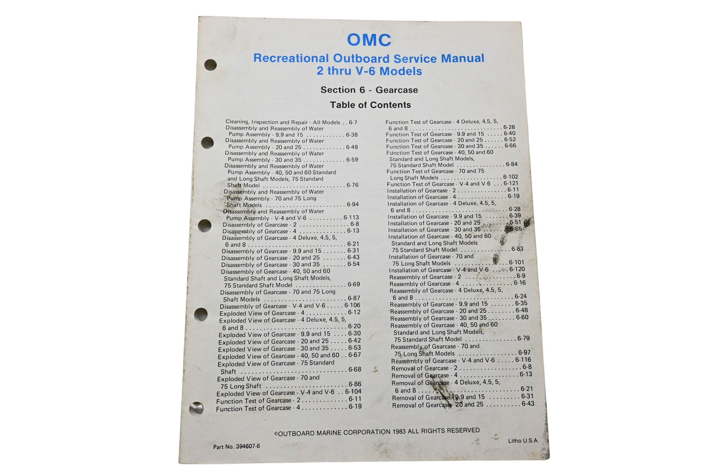 OMC 394607-6 Recreational Outboard Service Manual Section 6