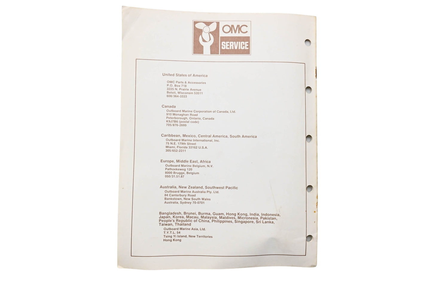 OMC 507611 Parts Catalog ERT-10S JRT-10S
