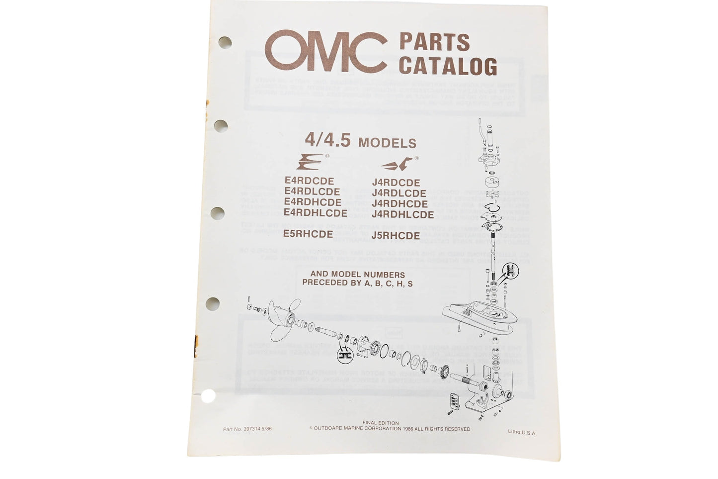 OMC 397314 Parts Catalog 4/4.5 Models