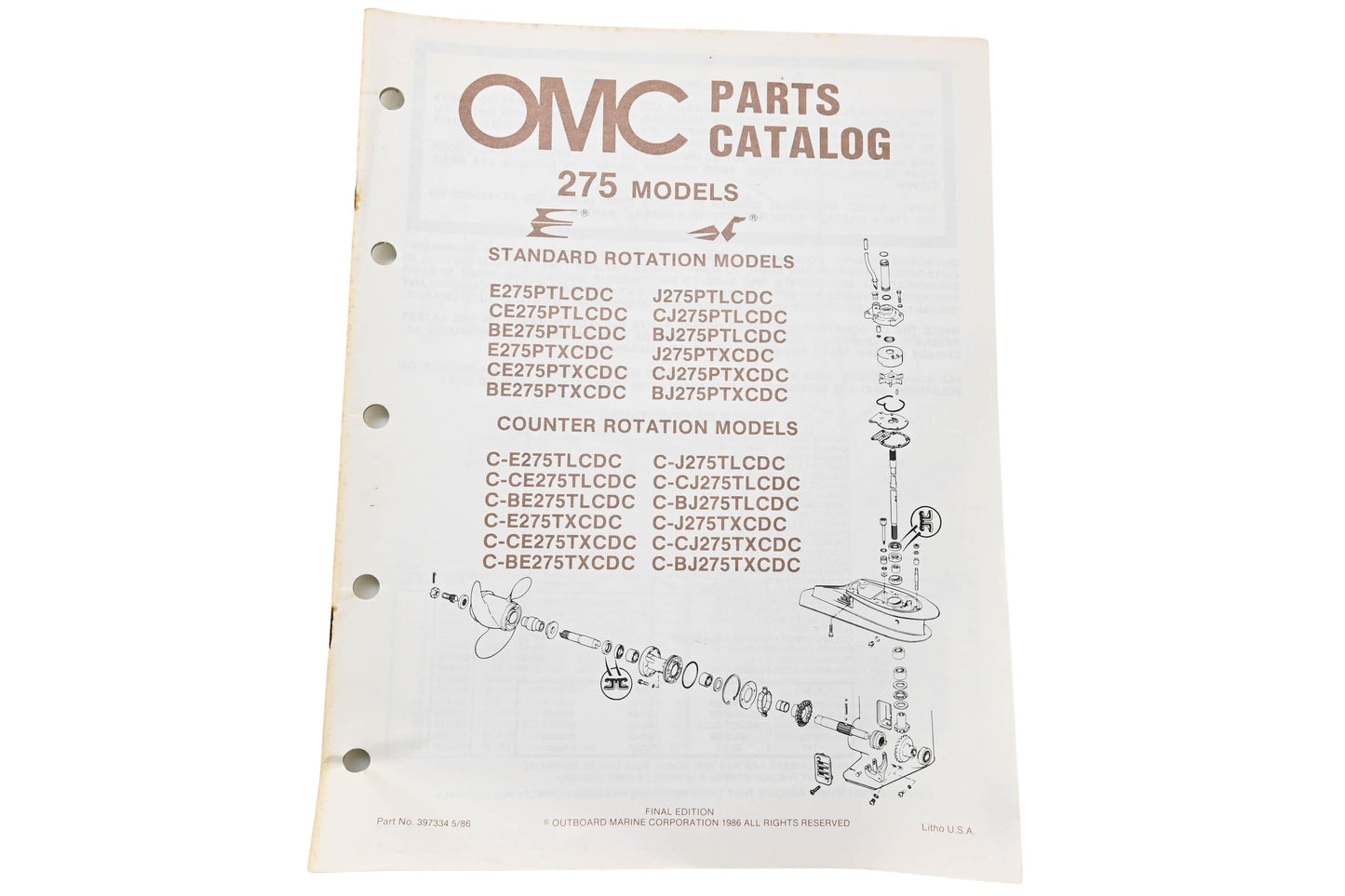 OMC 397334 Parts Catalog 275 Models
