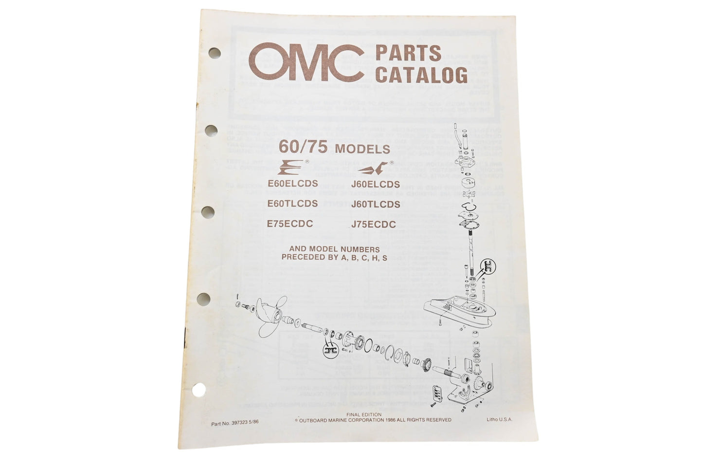 OMC 397323 Parts Catalog 60/75 Models
