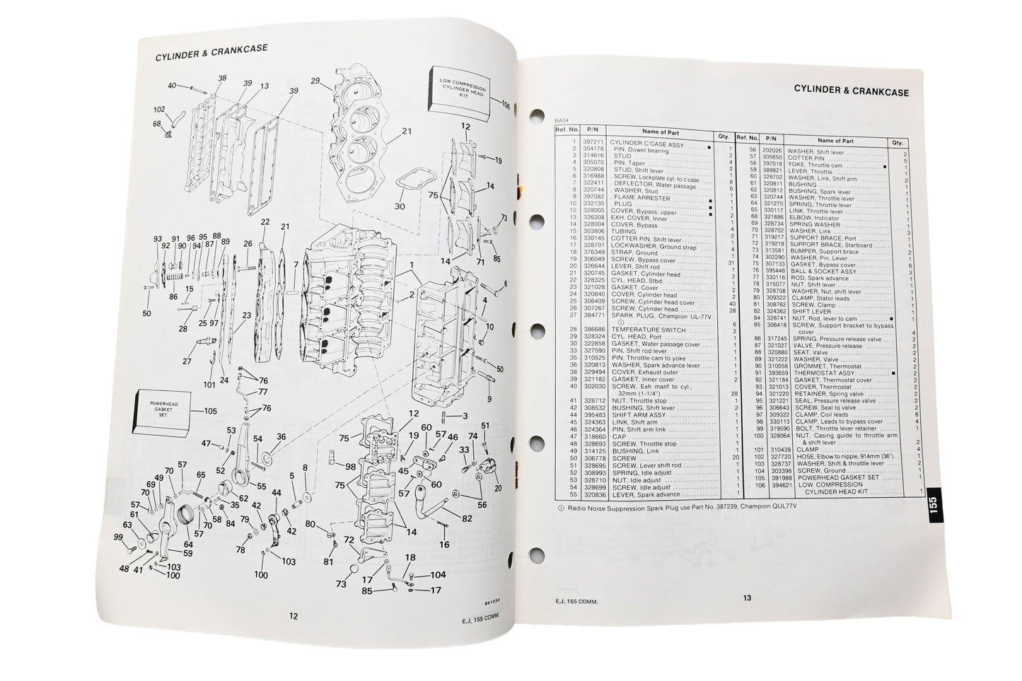OMC 397332 Parts Catalog 155 Models