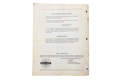Sears, Roebuck and Co. 96863 Owners Manual & Parts List For Sears Outboard Motor