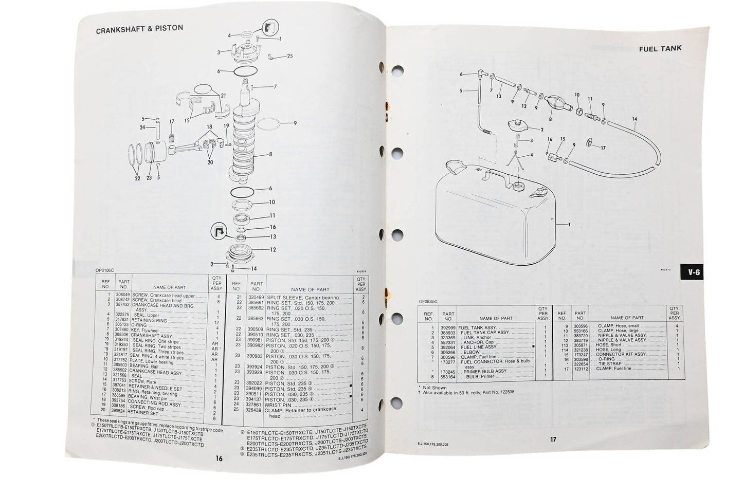 OMC 393588 Parts Catalog V-6 Models