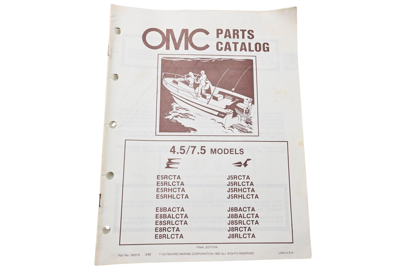 OMC 393578 Parts Catalog 4.5/7.5 Models