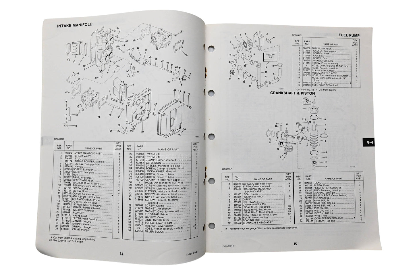 OMC 393587 Parts Catalog V-4 Models