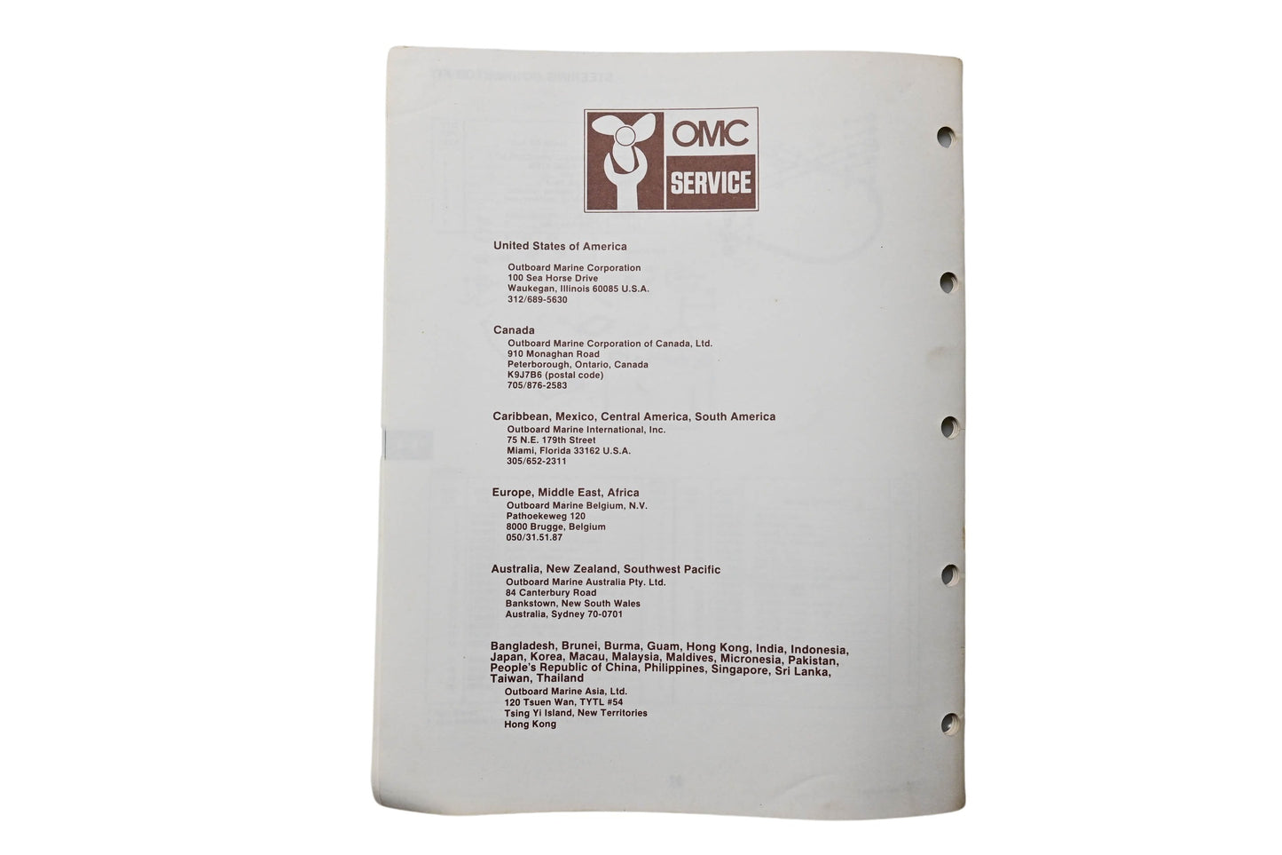 OMC 393587 Parts Catalog V-4 Models