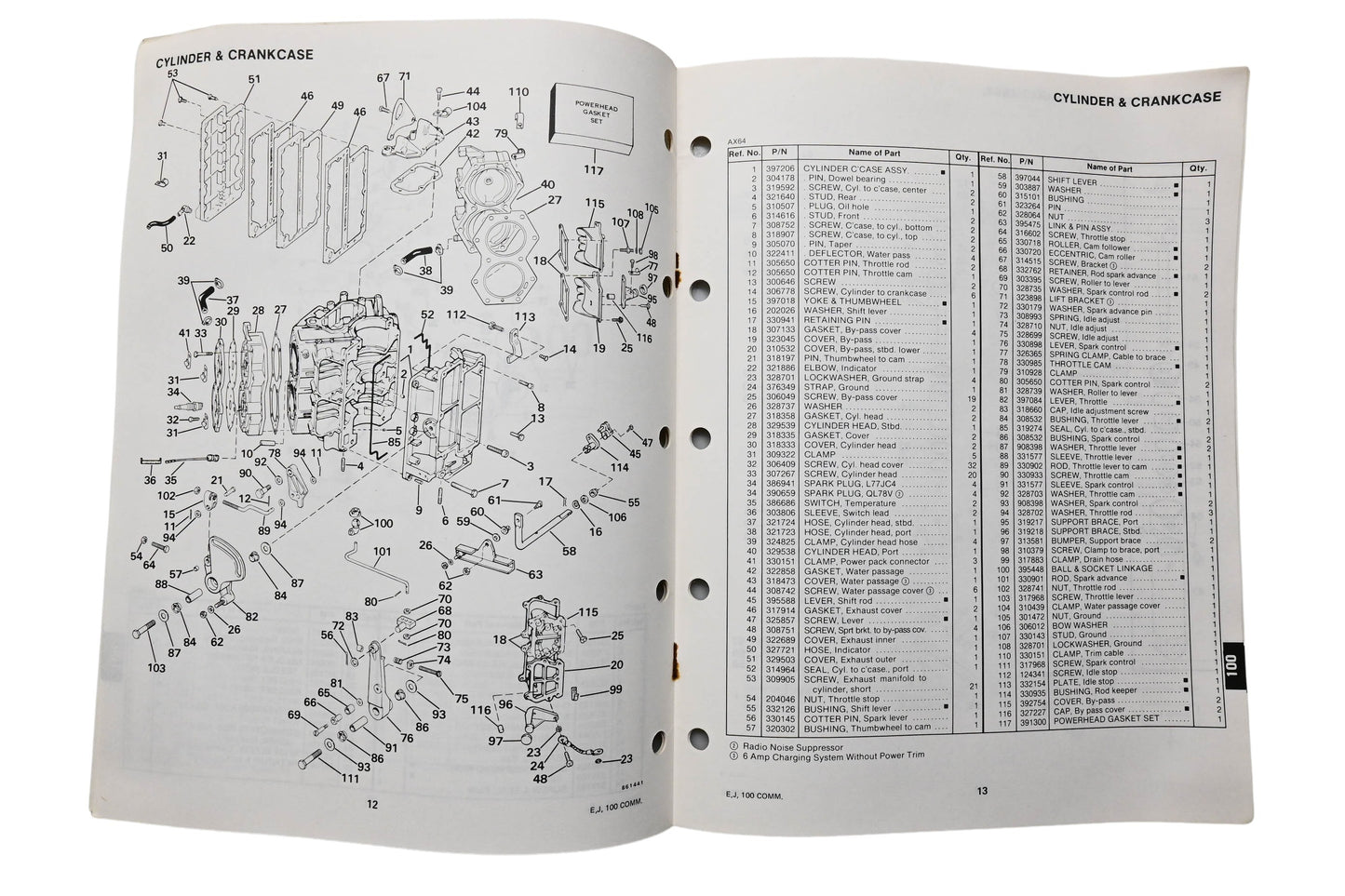 OMC 397328 Parts Catalog 100 Models 1986